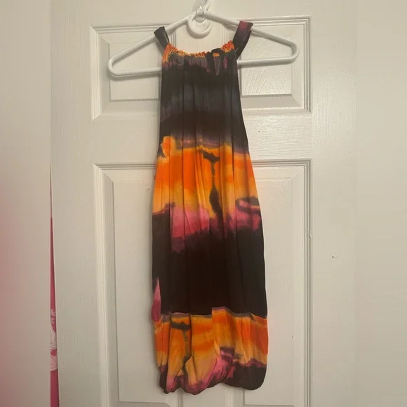 Express Orange Pink Tie-Dye Romper - Picture 5 of 13